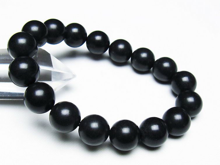 北海道上ノ国町産 ブラックシリカ ブレスレット 12mm [T325-5257] 1枚目