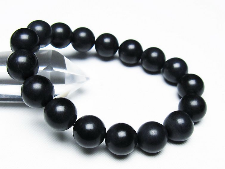 北海道上ノ国町産 ブラックシリカ ブレスレット 12mm [T325-5260] 1枚目