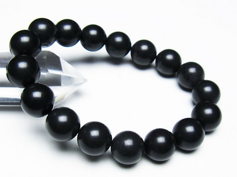 北海道上ノ国町産 ブラックシリカ ブレスレット 12mm [T325-5267] 1枚目