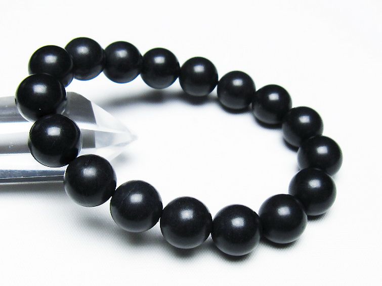 北海道上ノ国町産 ブラックシリカ ブレスレット 12mm [T325-5278] 1枚目