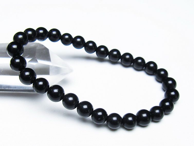 北海道上ノ国町産 ブラックシリカ ブレスレット 7mm [t325-5302] 1枚目