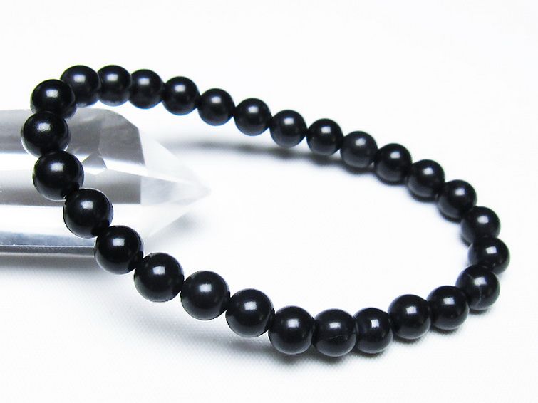 北海道上ノ国町産 ブラックシリカ ブレスレット 7mm [t325-5304] 1枚目
