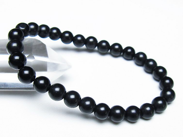 北海道上ノ国町産 ブラックシリカ ブレスレット 7mm [t325-5306] 1枚目