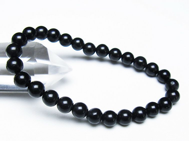 北海道上ノ国町産 ブラックシリカ ブレスレット 7mm [t325-5309] 1枚目