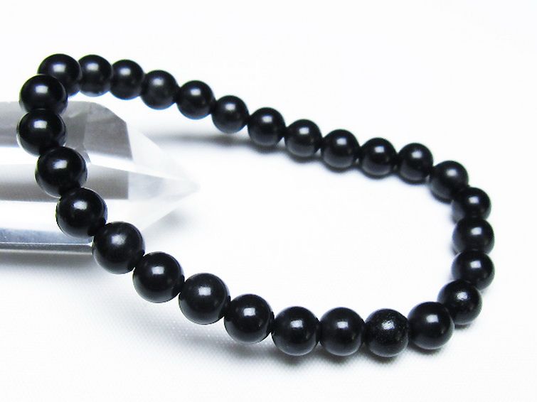 北海道上ノ国町産 ブラックシリカ ブレスレット 7mm [t325-5312] 1枚目