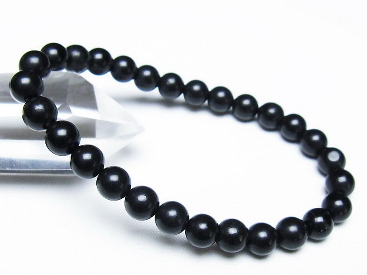 北海道上ノ国町産 ブラックシリカ ブレスレット 7mm [t325-5317] 1枚目