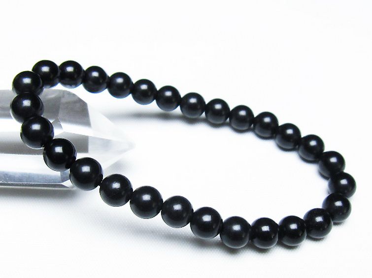 北海道上ノ国町産 ブラックシリカ ブレスレット 7mm [t325-5318] 1枚目
