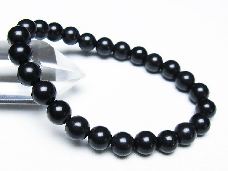 北海道上ノ国町産 ブラックシリカ ブレスレット 8mm [t325-5326] 1枚目