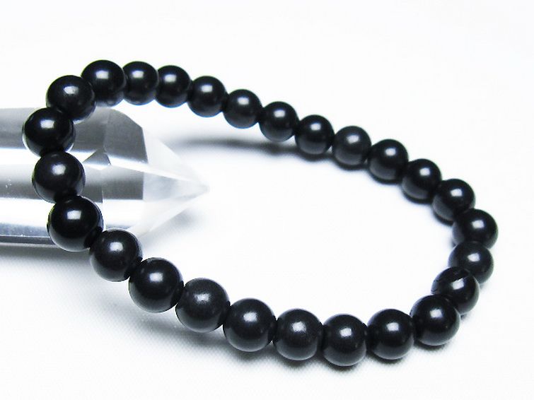 北海道上ノ国町産 ブラックシリカ ブレスレット 8mm [t325-5332] 1枚目