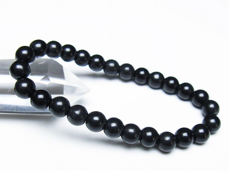 北海道上ノ国町産 ブラックシリカ ブレスレット 8mm [t325-5344] 1枚目