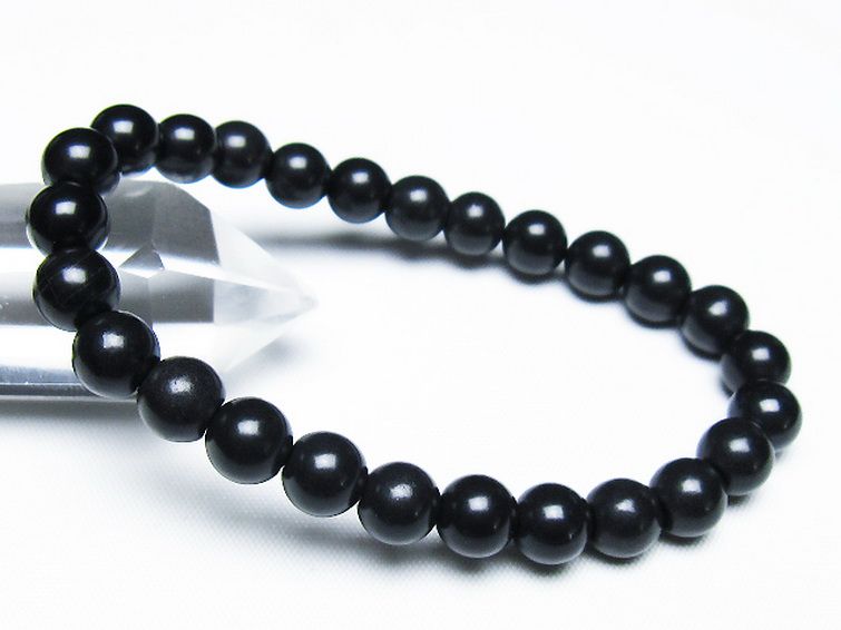 北海道上ノ国町産 ブラックシリカ ブレスレット 8mm [t325-5349] 1枚目