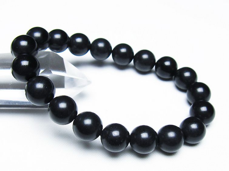 北海道上ノ国町産 ブラックシリカ ブレスレット 10mm [t325-5367] 1枚目