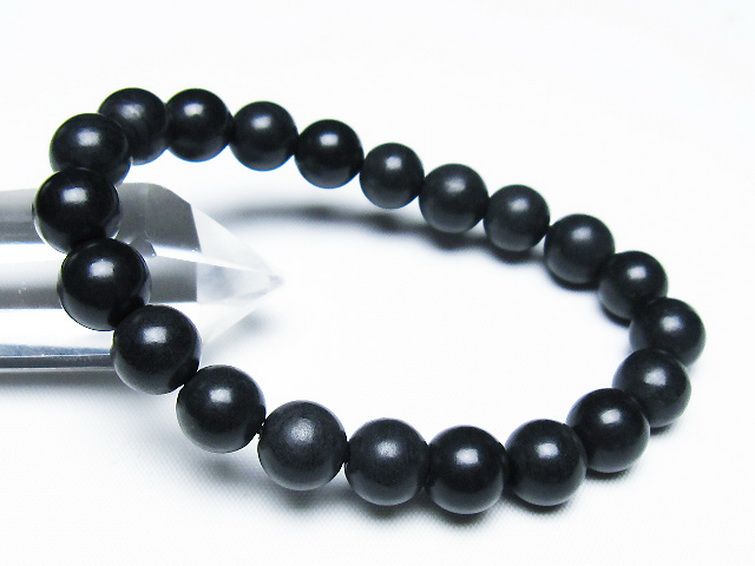 北海道上ノ国町産 ブラックシリカ ブレスレット 10mm [t325-5374] 1枚目