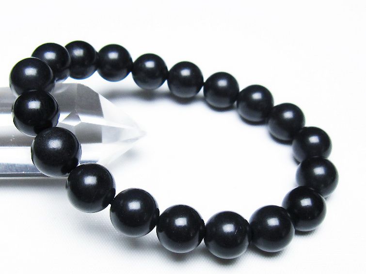 北海道上ノ国町産 ブラックシリカ ブレスレット 10mm [t325-5380] 1枚目