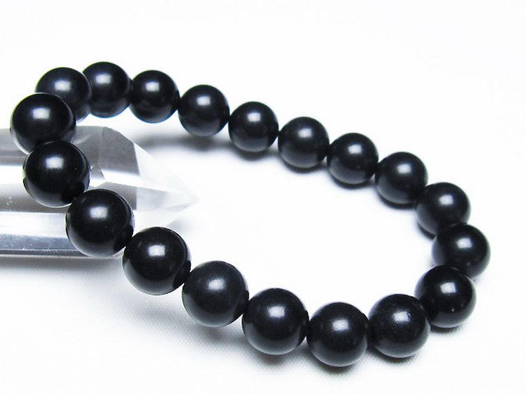 北海道上ノ国町産 ブラックシリカ ブレスレット 10mm [t325-5381] 1枚目