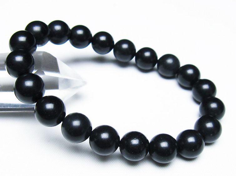 北海道上ノ国町産 ブラックシリカ ブレスレット 10mm [t325-5386] 1枚目