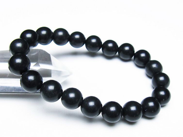 北海道上ノ国町産 ブラックシリカ ブレスレット 10mm [t325-5387] 1枚目