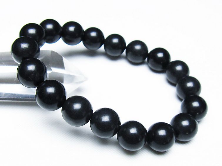 北海道上ノ国町産 ブラックシリカ ブレスレット 12mm [t325-5405] 1枚目