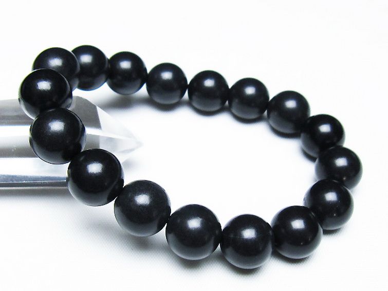 北海道上ノ国町産 ブラックシリカ ブレスレット 12mm [t325-5406] 1枚目