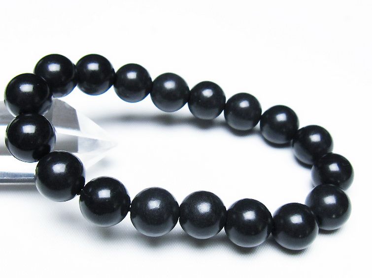 北海道上ノ国町産 ブラックシリカ ブレスレット 12mm [t325-5420] 1枚目