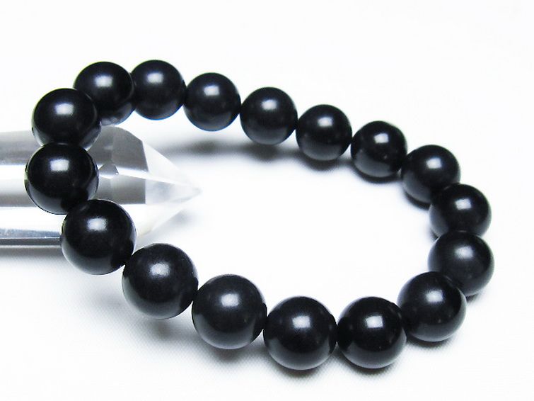 北海道上ノ国町産 ブラックシリカ ブレスレット 12mm [t325-5424] 1枚目
