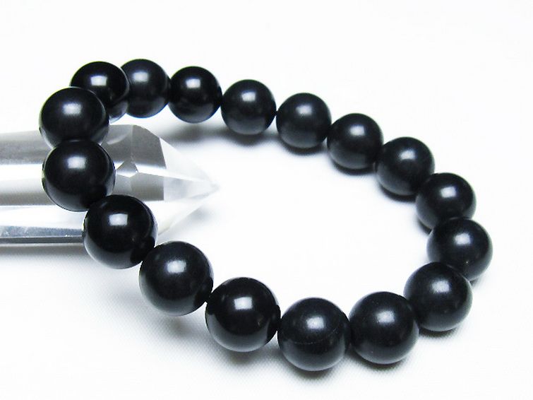 北海道上ノ国町産 ブラックシリカ ブレスレット 12mm [t325-5428] 1枚目