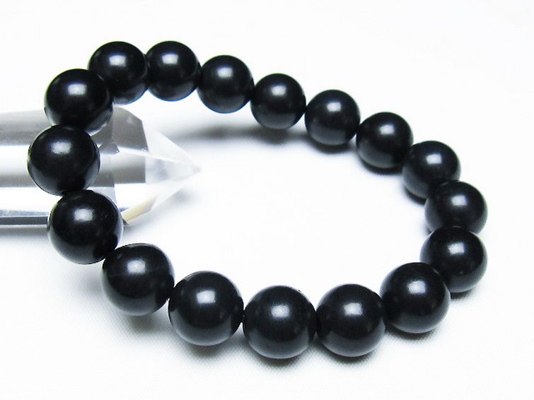 北海道上ノ国町産 ブラックシリカ ブレスレット 12mm [t325-5431] 1枚目