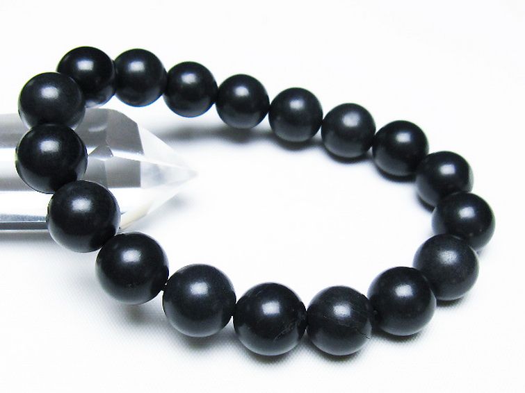 北海道上ノ国町産 ブラックシリカ ブレスレット 12mm [t325-5434] 1枚目