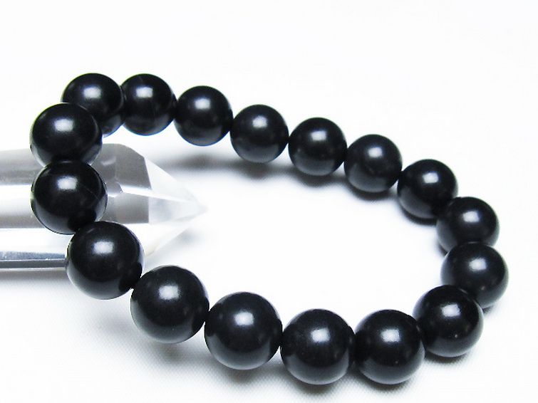 北海道上ノ国町産 ブラックシリカ ブレスレット 12mm [t325-5442] 1枚目