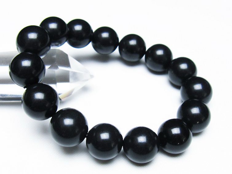 北海道上ノ国町産 ブラックシリカ ブレスレット 14mm [t325-5450] 1枚目