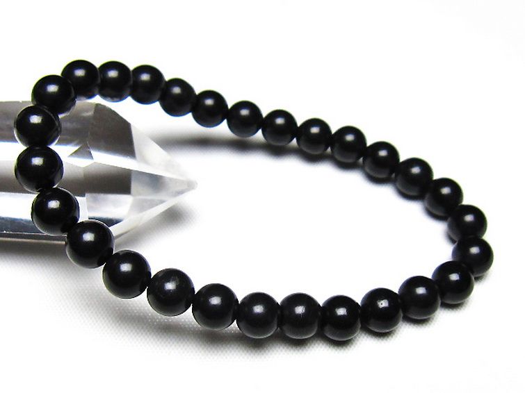 北海道上ノ国町産 ブラックシリカ ブレスレット 7mm [t325-5469] 1枚目