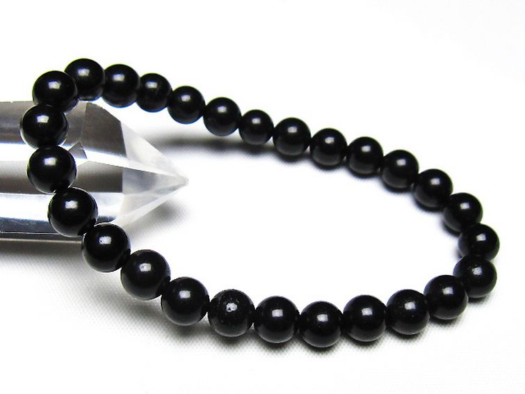 北海道上ノ国町産 ブラックシリカ ブレスレット 7mm [t325-5473] 1枚目