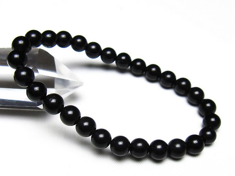 北海道上ノ国町産 ブラックシリカ ブレスレット 7mm [t325-5484] 1枚目