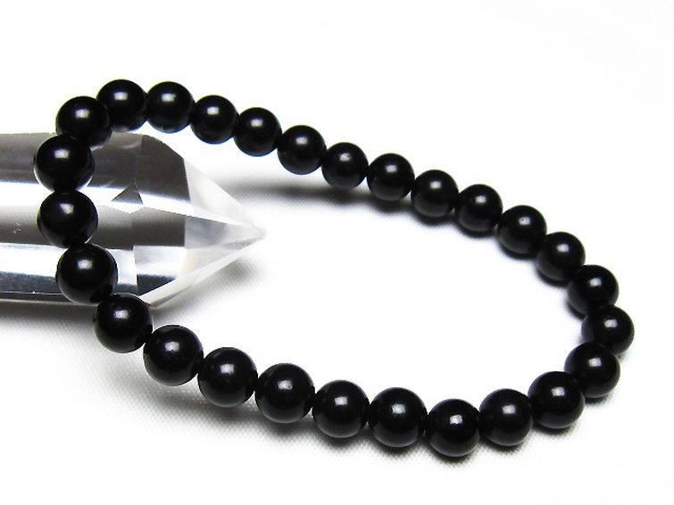 北海道上ノ国町産 ブラックシリカ ブレスレット 7mm [t325-5487] 1枚目
