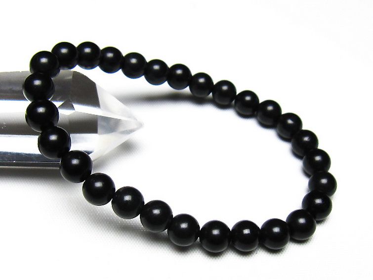 北海道上ノ国町産 ブラックシリカ ブレスレット 7mm [t325-5493] 1枚目