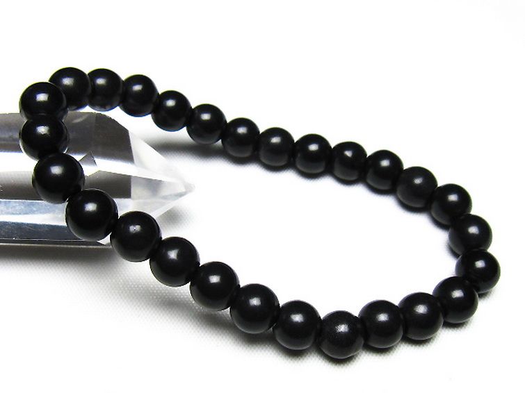 北海道上ノ国町産 ブラックシリカ ブレスレット 8mm [t325-5504] 1枚目