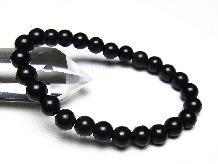 北海道上ノ国町産 ブラックシリカ ブレスレット 8mm [t325-5508] 1枚目