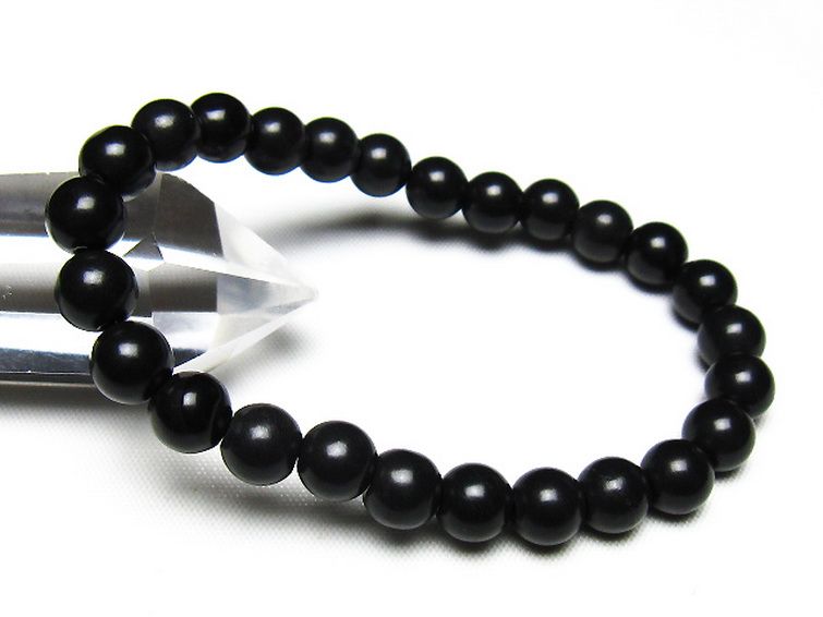 北海道上ノ国町産 ブラックシリカ ブレスレット 8mm [t325-5514] 1枚目