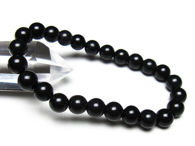 北海道上ノ国町産 ブラックシリカ ブレスレット 8mm [t325-5516] 1枚目