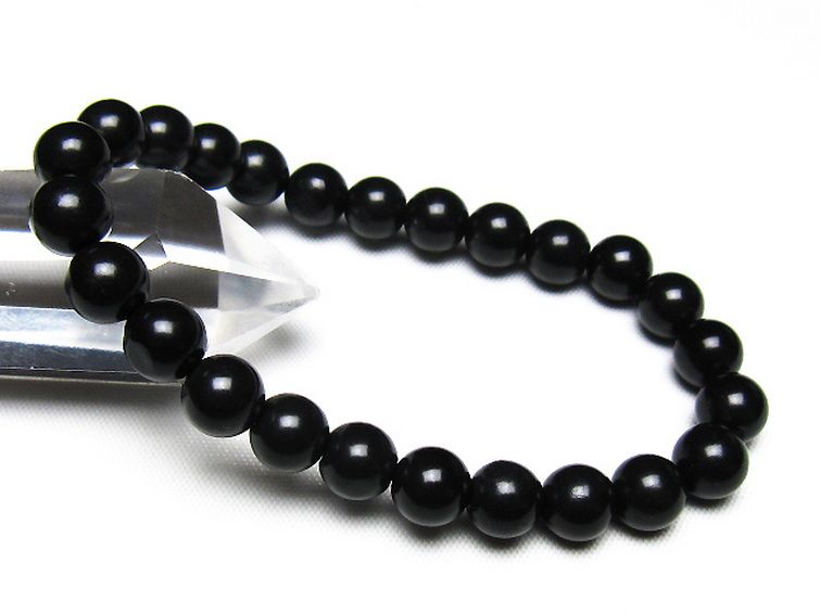 北海道上ノ国町産 ブラックシリカ ブレスレット 8mm [t325-5520] 1枚目