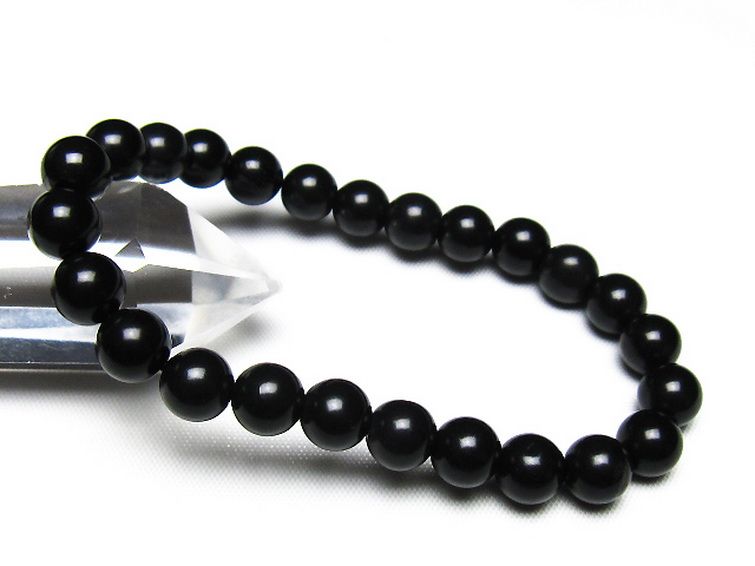 北海道上ノ国町産 ブラックシリカ ブレスレット 8mm [t325-5522] 1枚目
