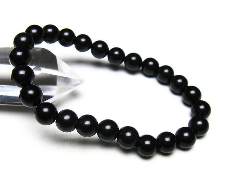 北海道上ノ国町産 ブラックシリカ ブレスレット 8mm [t325-5528] 1枚目
