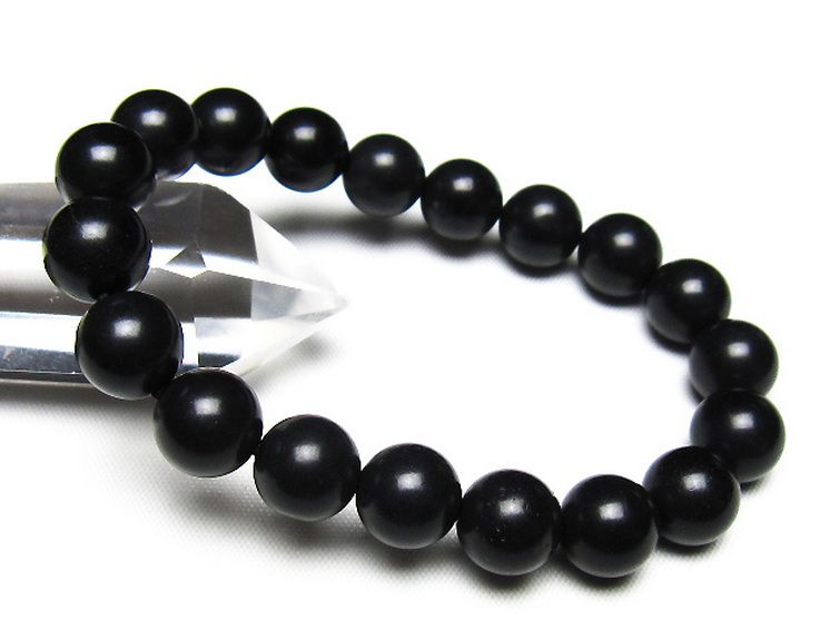 北海道上ノ国町産 ブラックシリカ ブレスレット 10mm [t325-5539] 1枚目