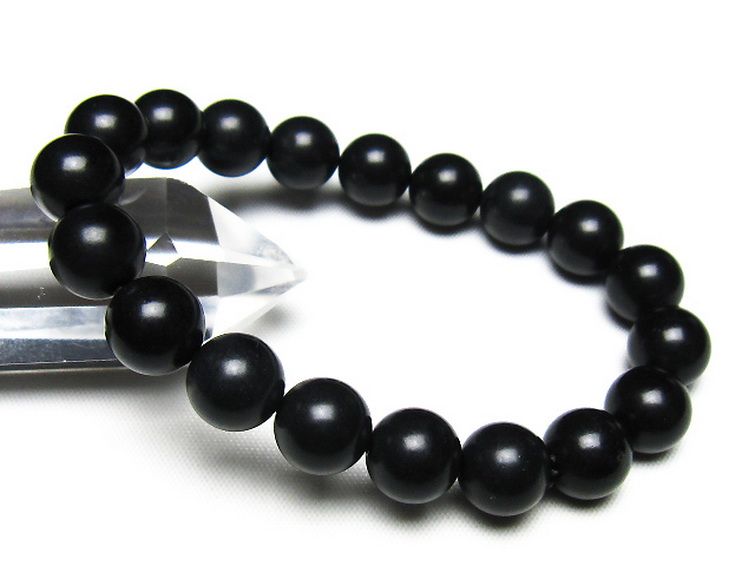 北海道上ノ国町産 ブラックシリカ ブレスレット 10mm [t325-5543] 1枚目