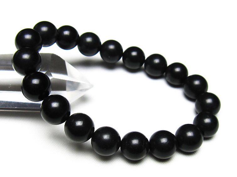 北海道上ノ国町産 ブラックシリカ ブレスレット 10mm [t325-5546] 1枚目
