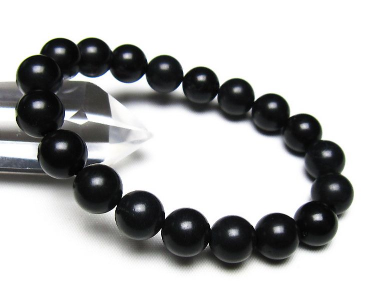 北海道上ノ国町産 ブラックシリカ ブレスレット 10mm [t325-5549] 1枚目