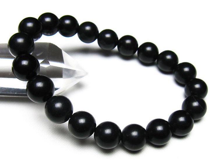 北海道上ノ国町産 ブラックシリカ ブレスレット 10mm [t325-5550] 1枚目