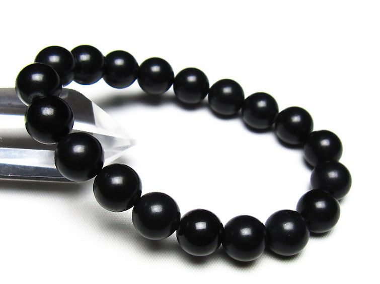 北海道上ノ国町産 ブラックシリカ ブレスレット 10mm [t325-5562] 1枚目