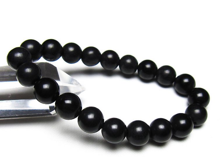 北海道上ノ国町産 ブラックシリカ ブレスレット 10mm [t325-5566] 1枚目