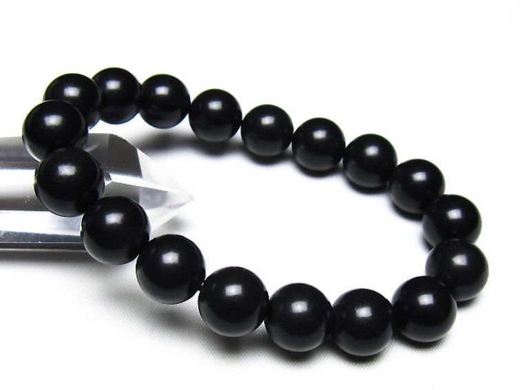北海道上ノ国町産 ブラックシリカ ブレスレット 12mm [t325-5570] 1枚目